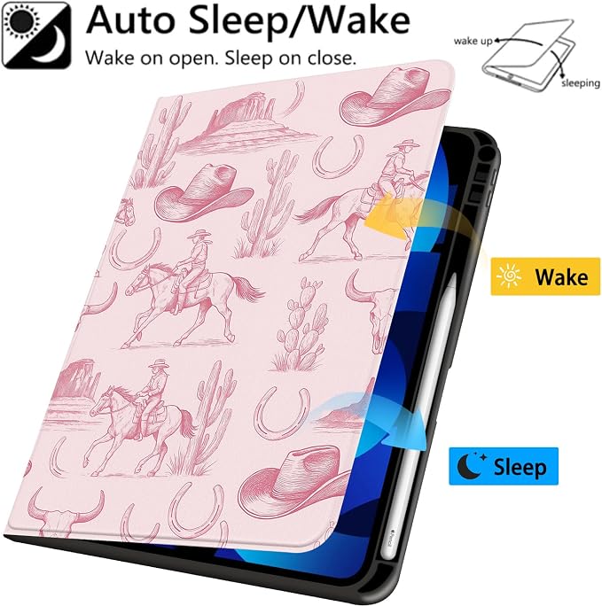 Stylish Case for iPad 9th/8th/7th Generation 10.2 2021/2020/2019Art Pink Starry Sky Textured Folio Case with Pencil Holder Multi-Angle View Adjustable Stand Auto Wake/Sleep Cover for Women
