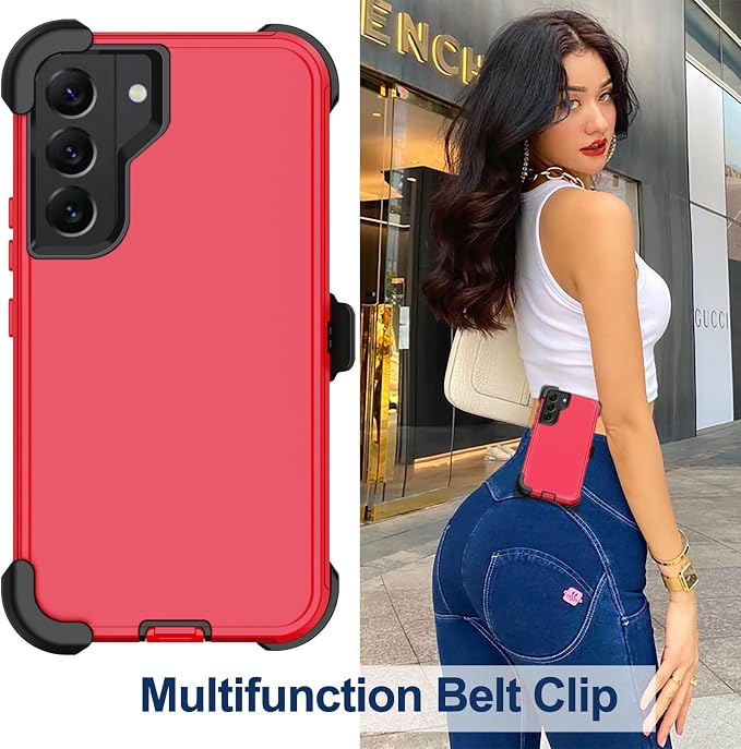 for Samsung Galaxy S22 Plus Case with Belt Clip Holster 2X Screen Protector [Military Grade Protection] Heavy Duty Full Body Shockproof Rugged Protective Cover for Samsung S22 Plus 5G Black