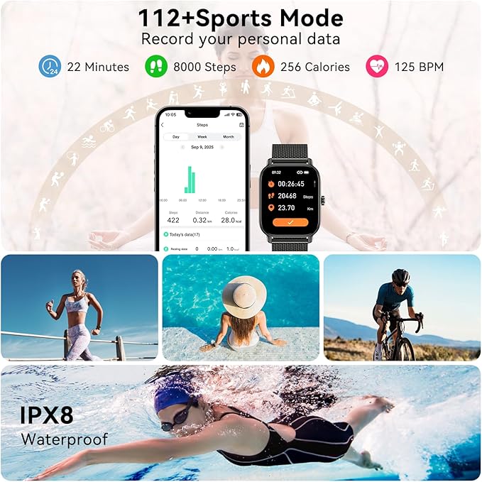 Smart Watch for Men Women Fitness: Waterproof Make Answer Call Running Smartwatch for Android Phone iPhone Samsung Compatible Digital Mens Watches SpO2 Sleep Heart Rate Monitor Step Pedometer Tracker