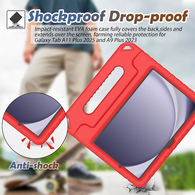 LTROP Shockproof Lightweight Convertible Handle Stand Case for Samsung Galaxy Tab A11 Plus 2025 / A9 Plus 11 Inch 2023 with Built-in Screen Protector Galaxy Tab A11+ / A9+ Case for Kids Black