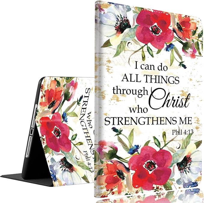 Philippians 4-13 Christian Sunflower iPad 9th/8th/7th Gen 2021/2020/2019 10.2 Inch Case - Standing Cover with Auto Sleep/Wake