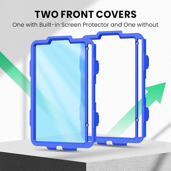 SEYMAC for iPad 9th/8th/7th Generation Case 10.2 2021-2019 Full-Body Shockproof Protective Case with Screen Protector Rotating Stand/Handle/Shoulder Strap for iPad 10.2 Blue/Black
