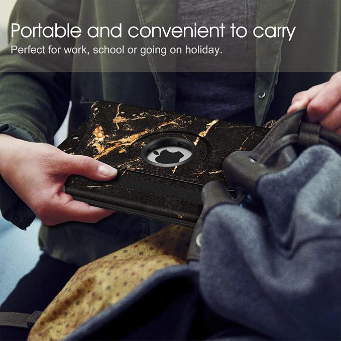 Fintie 360° Rotating Case for iPad 9th / 8th / 7th Generation 10.2 Inch | Swivel Stand Portrait &amp Landscape Viewing Shockproof Cover with Pencil Holder Auto Wake/Sleep Aqua Wave