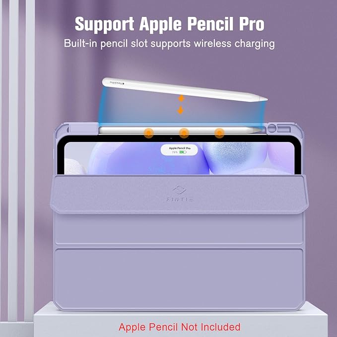 Fintie Hybrid Slim Case for iPad Pro 11-inch (M5) 2025 / (M4) 2024 - [Built-in Pencil Holder] Shockproof Protective Cover with Clear Transparent Back Shell, Lilac Purple