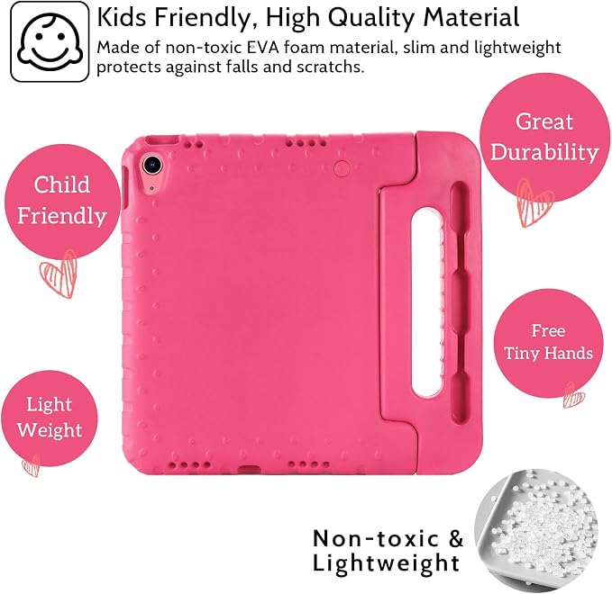 Dteck Kids Case for iPad 10.2 - Shockproof Rugged EVA Handle Stand Child Proof Case for iPad 9/8/7 Generation Black