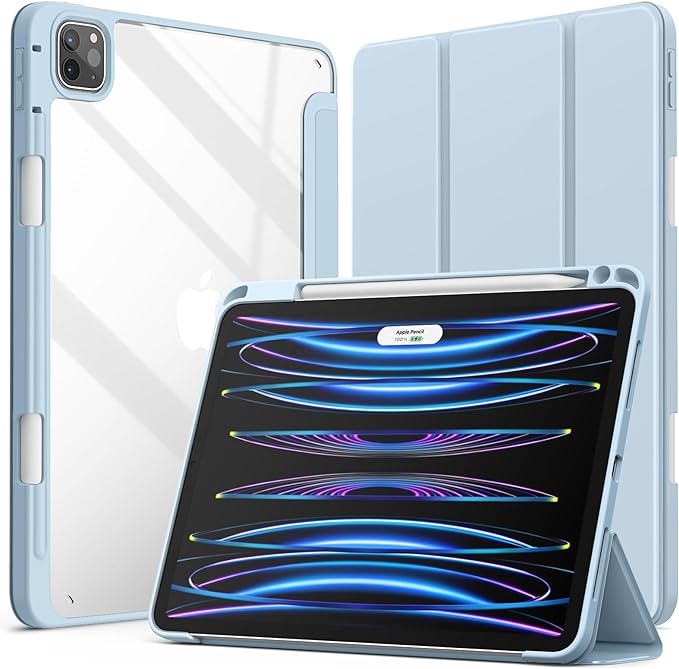 JETech Case Cover for iPad Pro 11 4/3/2/1 Black | For 2022/2021/2020/2018 Model Clear Back Pencil Holder Slim Shockproof Tri-Fold Stand Auto Wake/Sleep