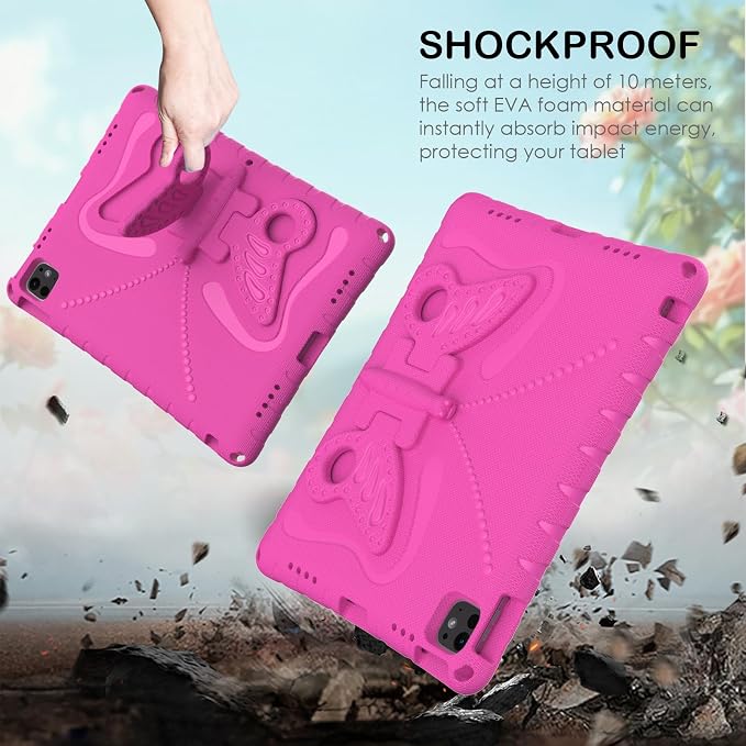 Kids Case for iPad Air 13 (2026/2025/2024) M4/M3/M2 &amp iPad Pro 13 2024 &amp iPad Pro 12.9 Cover 6th/5th/4th/3rd Gen (2022/2021/2020/2018) DIY Figures EVA Rubber Handle Stand Shockproof Bumper
