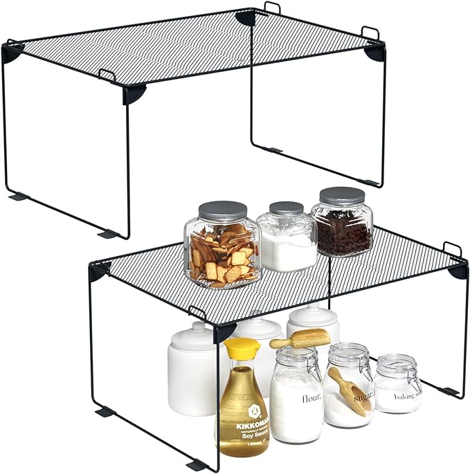 Neudeco Shelf Organizer, Gray, 2 Pack