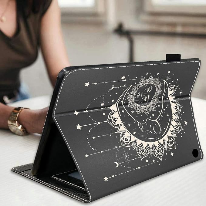 Case for All-New Amazon Kindle Fire 7 Tablet (7 Display 12th Generation 2022 Release) Premium PU Leather Stand Cover with Smart Auto Wake American Flag and Cross
