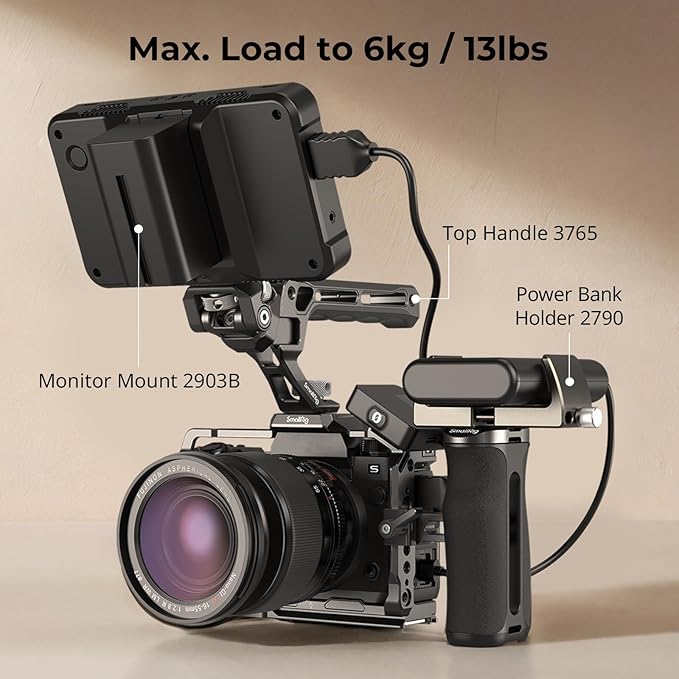 SmallRig Mini NATO Side Handle for Camera Cages, Universal Ergonomic Side Handgrip, 43mm Up/Down Adjustable, Bulit-in 1/4"-20 Threaded Hole, Strap Hole, Cold Shoe - 4840