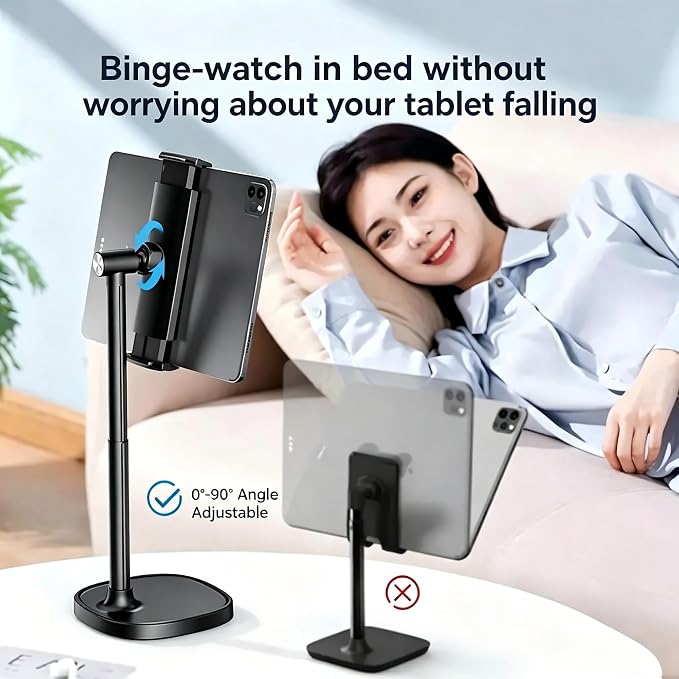 Adjustable Cell Phone Stand360° Rotating Lifting Mobile Phone Holder | for DeskVideo Recording HomeOffice Compatible with All iPhone for Galaxy