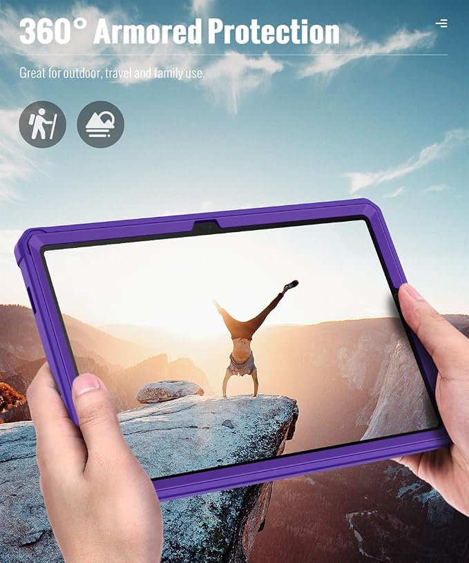 MoKo Shockproof Case Fit Samsung Galaxy Tab A11+ Plus/ A9+ 11 Inch | Full Body Rugged Stand Back Cover with Built-in Screen Protector for Galaxy Tab A11+/ A9+ Tablet Light Gray