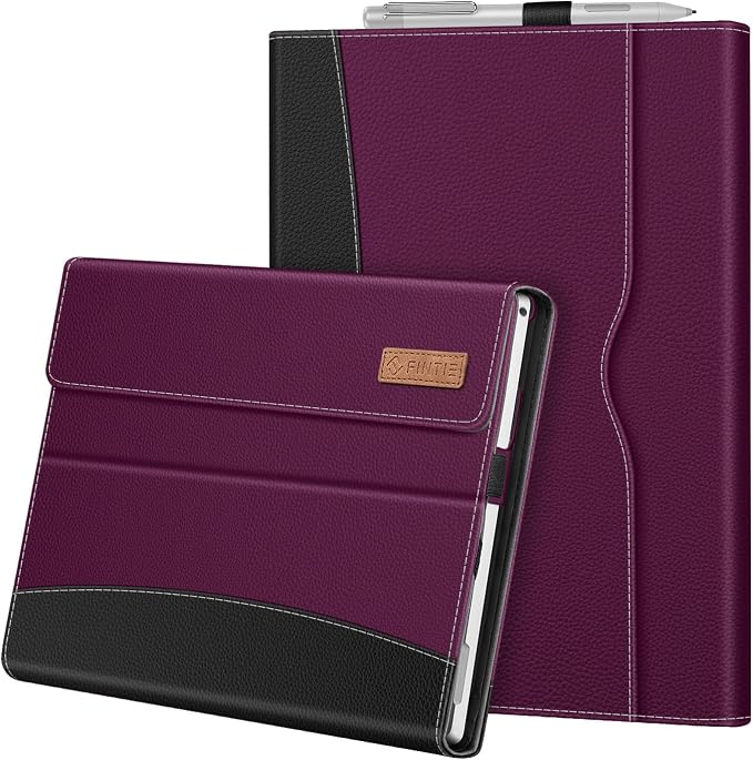Fintie Case for 12.3 Inch Microsoft Surface Pro 7 Plus Surface Pro 7/6/5/4/3 - Portfolio Business Cover with Pocket Compatible with Type Cover Keyboard Black