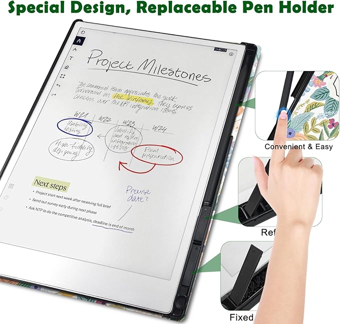 Case for Remarkable Paper Pro Tablet 11.8 (Released in 2024) Hard Back Shell Protective Book Folio Cover with Built-in Pen Holder with Auto Sleep/Wake Function.