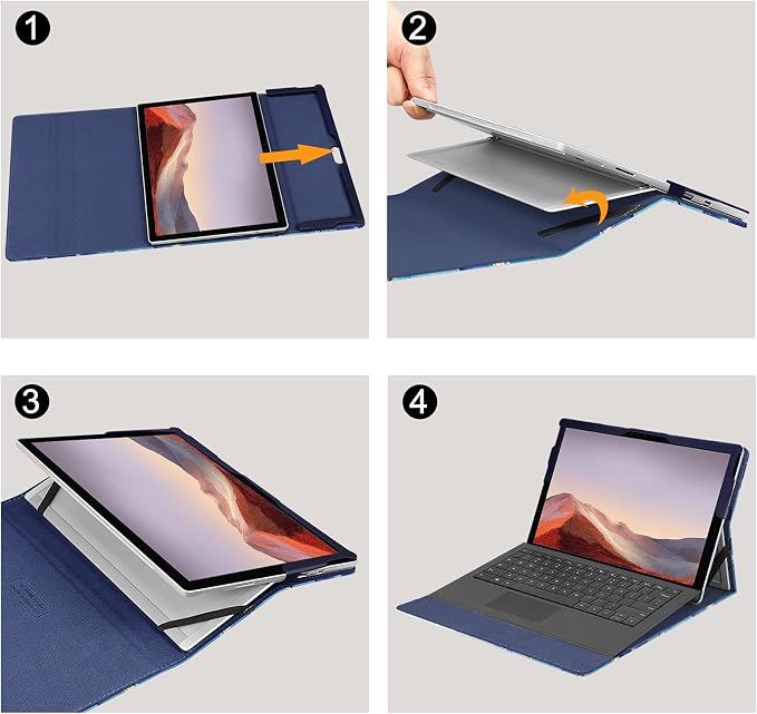 Fintie Case for 12.3 Inch Microsoft Surface Pro 7 Plus Surface Pro 7/6/5/4/3 - Portfolio Business Cover with Pocket Compatible with Type Cover Keyboard Black