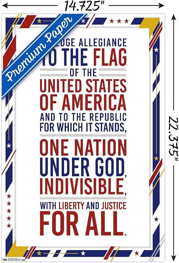 Trends International The United States Of America - Pledge Of Allegiance Wall Poster, 14.725" x 22.375", Premium Unframed Version