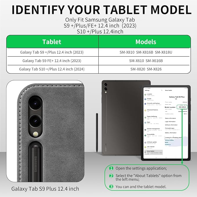 Case for Samsung Galaxy Tab S10 Lite/S10 FE/S9 FE/S9 10.9/11 | Microfiber Leather Protective Cover with S Pen HolderSmart Folio Auto Sleep/WakeAdjustable StandShockproofSlimBlack