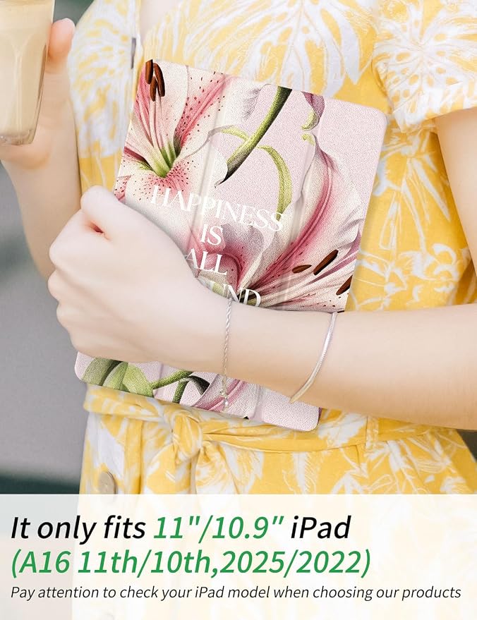 Case for iPad 9th/ 8th/ 7th Generation Case 10.2&amp10.5 Inch (2021/2020/2019 Release) Slim Lightweight Soft Trifold Back Cover with Pencil Holder &amp Auto Sleep/Wake Cover Cherries Cheetah Bows