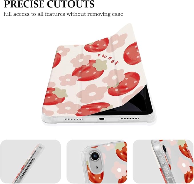 Lovmooful for iPad 9/8/7 Gen Case with Pencil Holder Cute-Bear Flower | Fit for iPad 9/8/7 (10.2-Inch2021/2020/2019 Model9th/8th/7th Generation)Soft TPUTrifold StandProtectiveGirly
