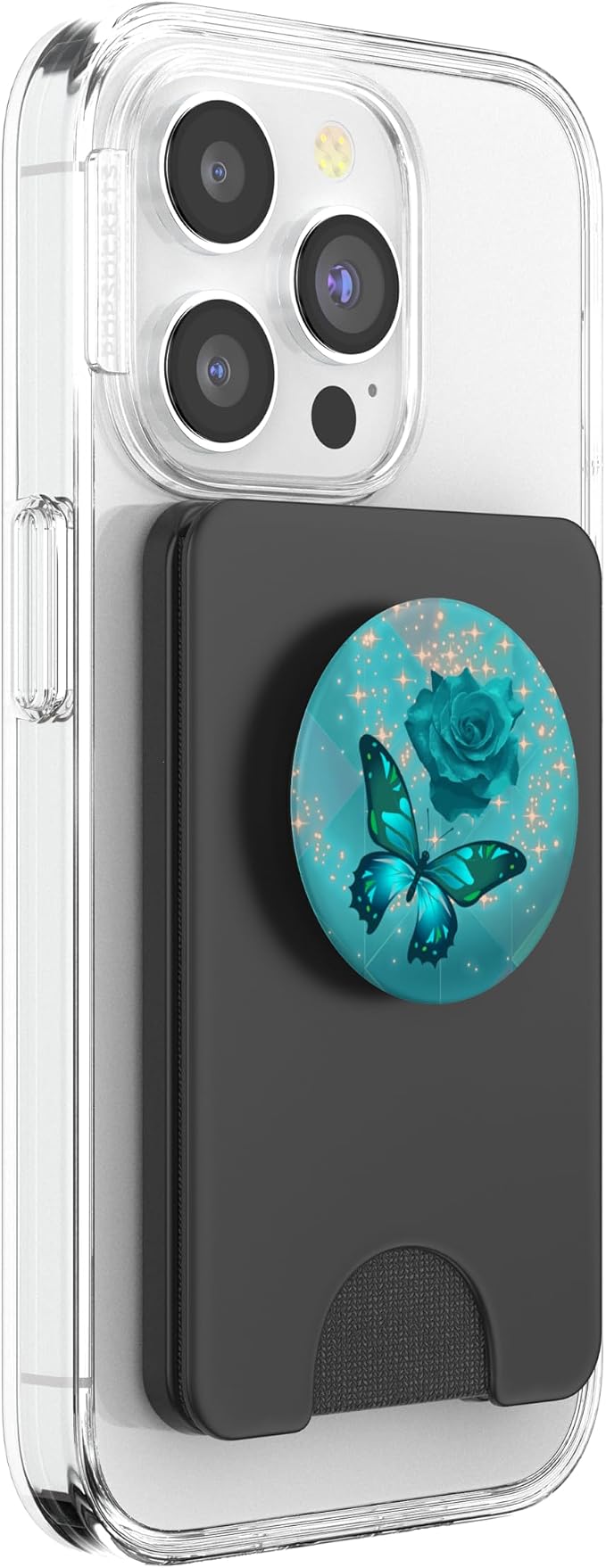 Rose Butterfly Flower Cell Phone Button Pop Up Holder Teal PopSockets Adhesive PopGrip