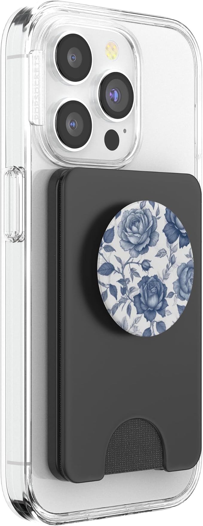 Blue &amp White Rose Floral PopSockets Adhesive PopGrip