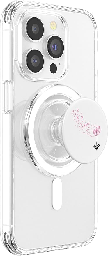 Dandelion Breast Cancer Awareness Pink RIbbon Support Gift PopSockets Adhesive PopGrip
