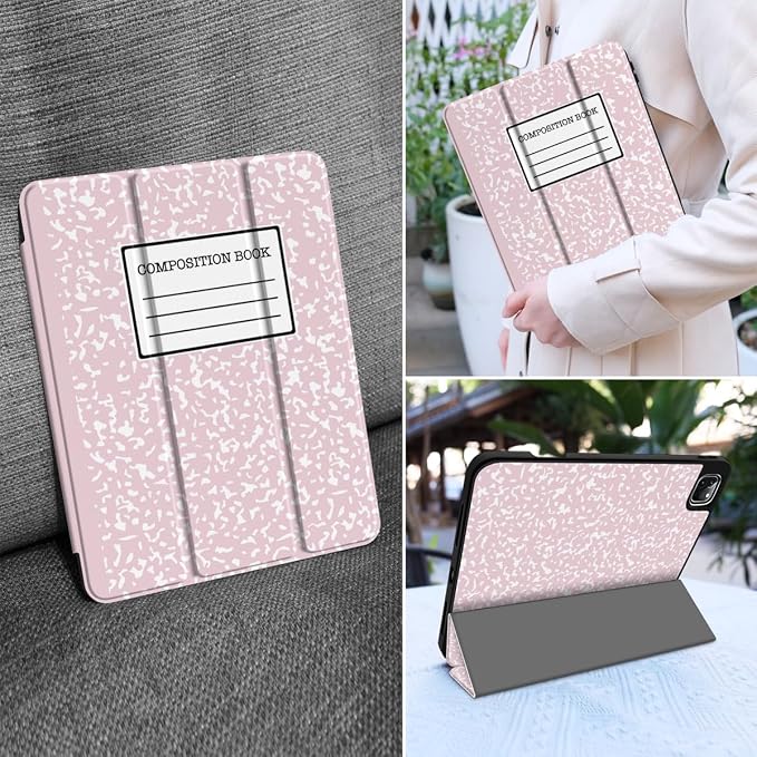 MEEgoodo for iPad Pro M2 12.9 Case 6th/5th/4th/3rd Generation 2022 2021 2020 2018 with Pencil Holder Tablet Cover with Soft TPU Back Shell Art Painted Flowers