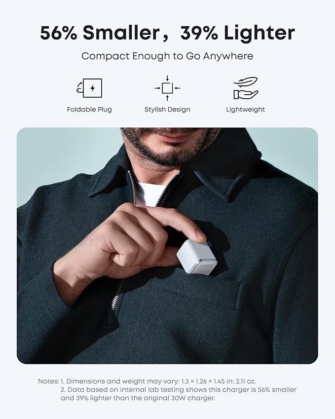 Anker iPhone Charger 45W Type C Fast Charging USB C Charger Block | Includes 6FT USB-C Cable and Foldable Plug for iPhone 17/16 SeriesMacBook Pixel 9 iPad and More