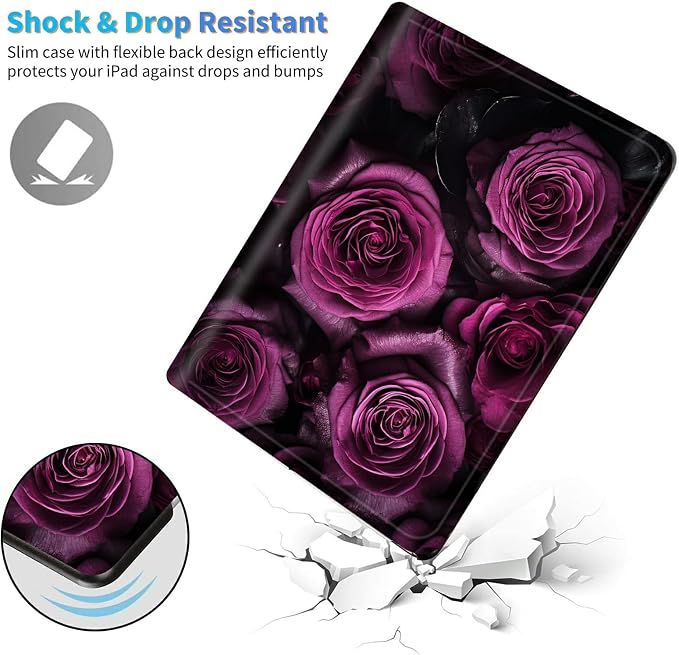 for Samsung Galaxy Tab E 9.6 Inch 2015 (SM-T560/T561/T565/T567) Kickstand Case PU Leather Multiple Viewing Angles Stand Smart Cover for Galaxy Tab E 2015 2 Roses