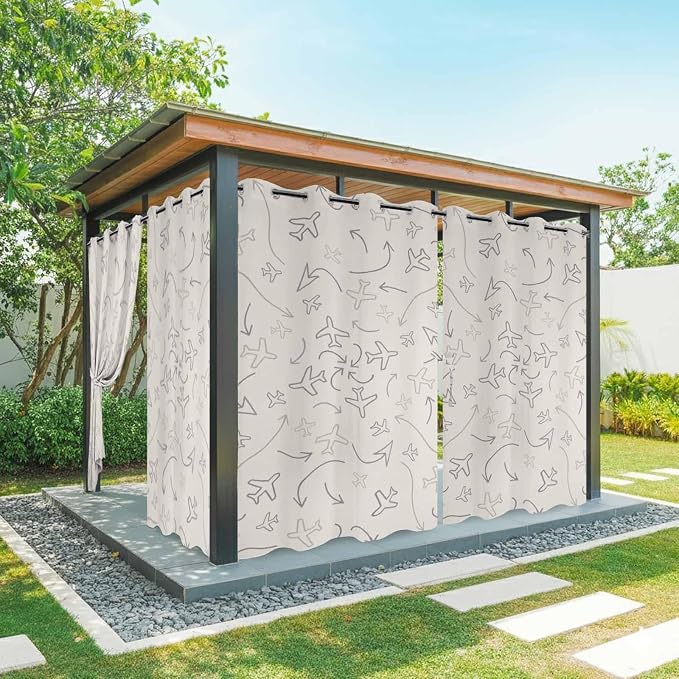 Abstract Airline Route Waterproof Outdoor Curtains