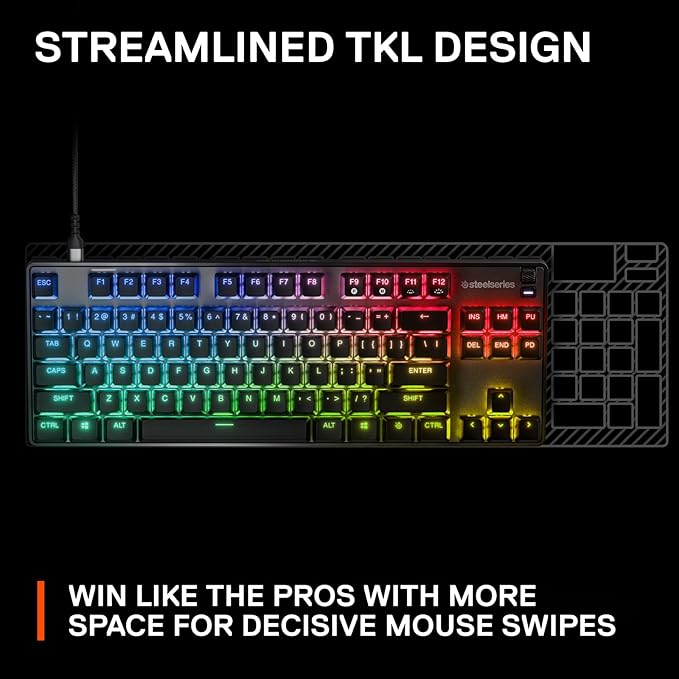 SteelSeries New Apex 9 TKL – HotSwap Optical Mini Keyboard – TKL Esports Design – Optical Switches – RGB Customization – Aluminum Alloy Frame – Double Shot PBT Keycaps