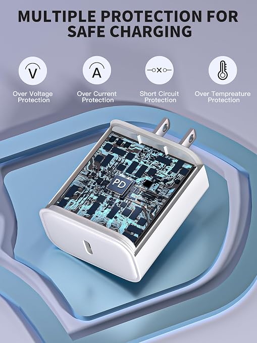 USB C Charger Block Fast Charging iPhone 17 Pro Charger40-60W Dynamic AdapterMax 60 Watt Fast Apple USBC Plug Compatible with iPhone 17 16 15 14 13 12 11 SeriesiPad Mini Pro AirMacBook AirAirPods