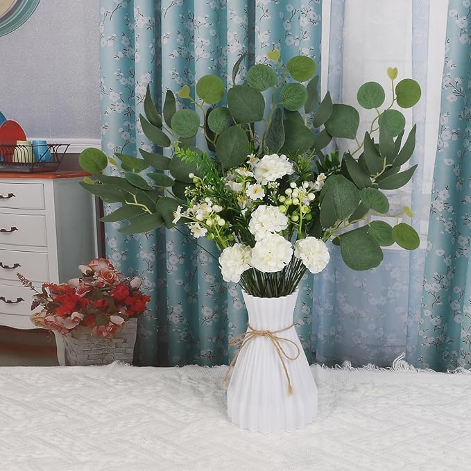 85pcs Artificial Greenery Stems Box Set with 10 Kinds Artificial Plants and Fake Flowers Used for New Wedding DIY Bouquet Flower Arrangement Dining Table Decor