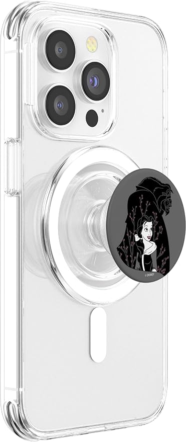 Disney Beauty And The Beast Belle And Beast Floral Portrait PopSockets Standard PopGrip