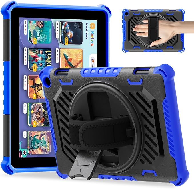 for Flre HD 8 &amp 8 Plus Case 12th/10th Generation (2024/2022/2020 Release) with 360 Kickstand Hand Strap for Kids