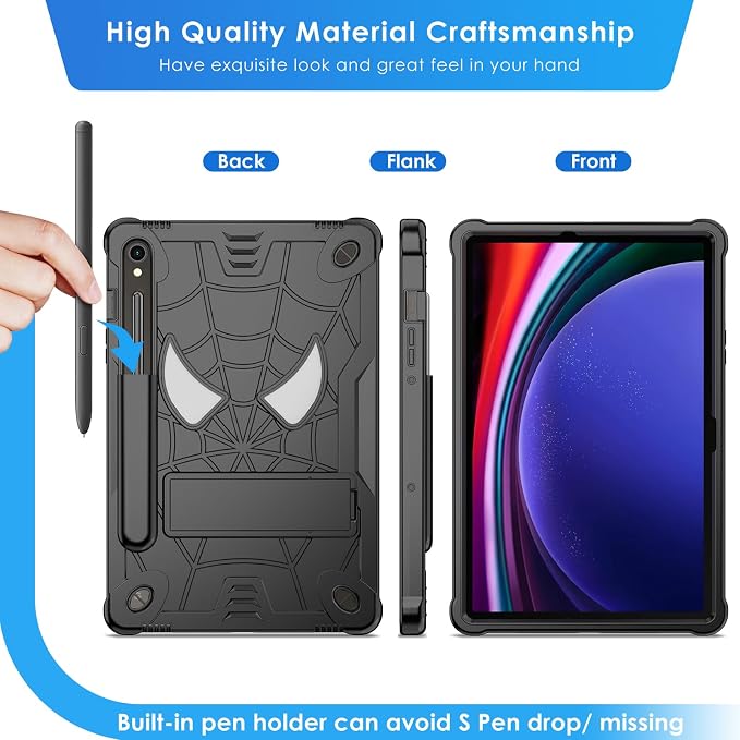 DETUOSI Case for Samsung Galaxy Tab S10 Lite / S10 FE / S9 FE 10.9-Inch with S Pen Holder + Shoulder Strap3-Layer Hybrid Heavy Duty Full-Body Shockproof4-Angle Viewing Protective Cover