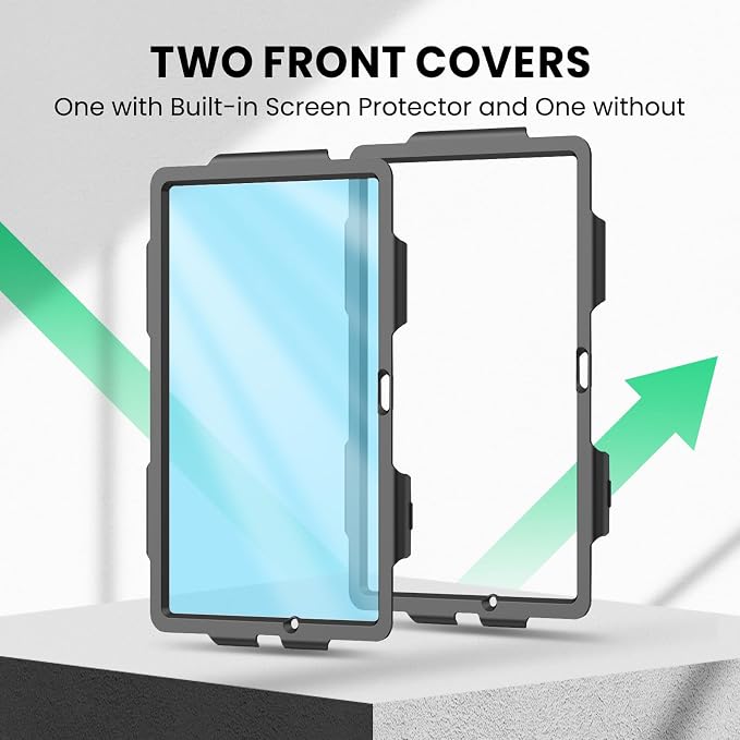 SEYMAC Case for Samsung Galaxy Tab A9+ Plus/A11+ Plus 11 Inch Full-body Shockproof Protective Case with Rotating Stand Screen Protector Hand/Shoulder Strap and Pen Holder Black | Heavy Duty Shockp