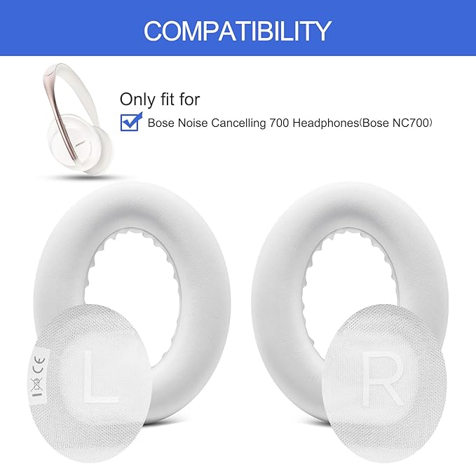 Replacement Ear Pads for Bose NC700 Noise Cancelling Headphones, Upgrade Protein Leather Earpad Cushions for Bose 700 Over-Ear Headset (Soapstone White)