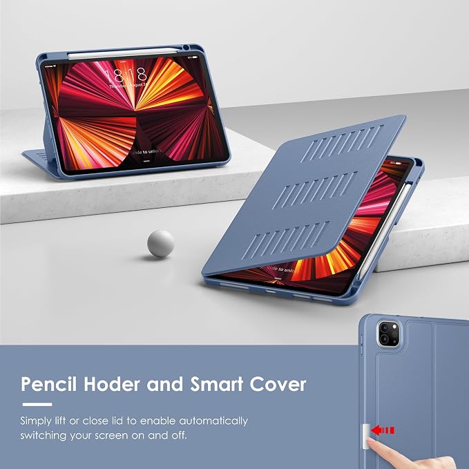 VIKESI Case for iPad Pro 11 inch (M5/M4) 2025/2024Multiple Angles Magnetic Stand CoverShockproof BackPencil Holderand Auto Sleep/WakeBlack
