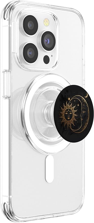 Black Night Sun Moon Star PopSockets PopGrip for MagSafe