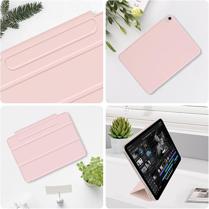 for iPad Air 13 inch M4/M3/M2 Case (2026/2025/2024Model A3268/A3269/A3271) Auto Sleep/Wake and Magnetic Closure Slim Trifold Stand Case PU Leather Cover Support Apple Pencil Pro Black