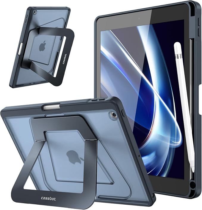Fintie Shockproof Case for iPad 9th / 8th / 7th Generation 10.2 Inch | Slim Frosted Hard Back Cover Multi-Angle Viewing Built-in Kickstand &amp Pencil Holder Anti-Scratch Black