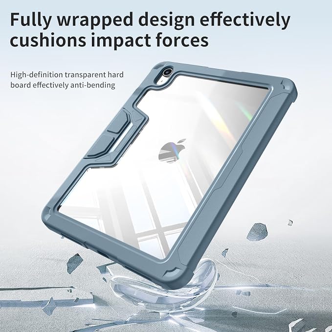 Case for iPad (A16) 11th Gen 11'' 2025/iPad 10th Gen 10.9'' 2022 | Shockproof Protective Cover with Pencil Holder Multi-Angle Stand Clear Back Support Touch ID &amp Auto Sleep/Wake (Black)