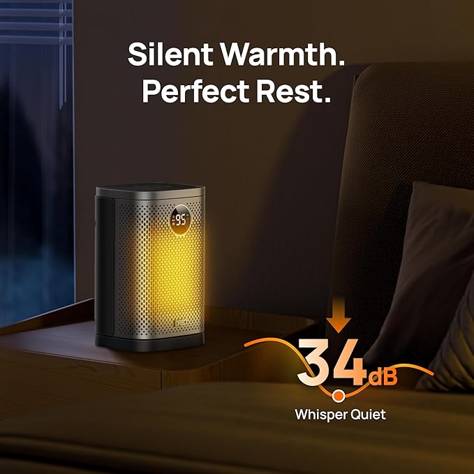 DREO Space Heater for Indoor, Portable Heater, 1500W Compact Ceramic Convection Electric Space Heater,70°Oscillating, Remote, 3-Heat Levels