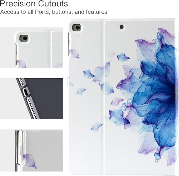 iPad Air 2 Case Gofupa 9.7 ipad 6th/ 5th Generation Cases Premium Leather Folio Case and Multiple Viewing Angles Stand for iPad Air 2/1(Blue Flowers)