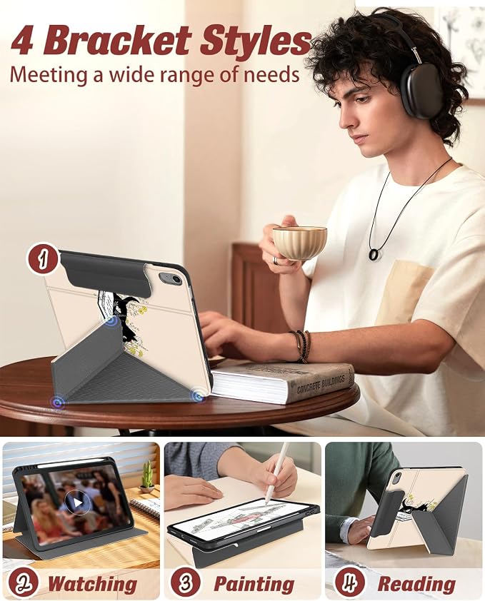 for iPad 9th/8th/7th Generation 10.2 Inch Case with Pen Holder for Boys Girls Women Men Cute Cartoon Anime Cool Funny Protector Stand Tablet Cover for Apple i Pad 7/8/9 Book Cat