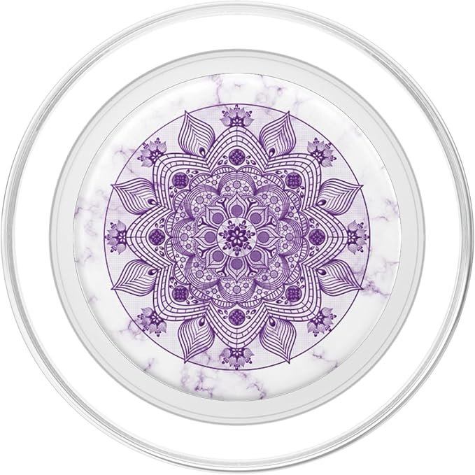 Pretty Feminine Boho Floral Purple &amp White Mandala Flower PopSockets Adhesive PopGrip