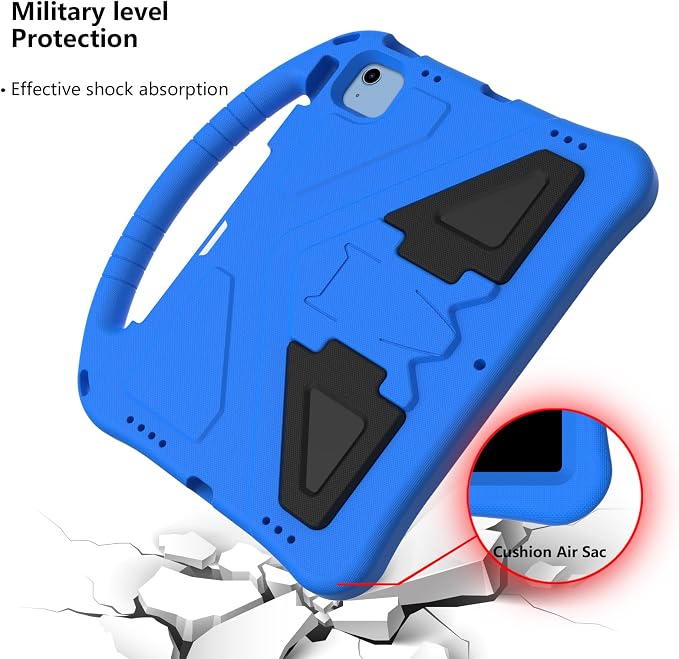 Dteck Kids Case for iPad 10.2 - Shockproof Rugged EVA Handle Stand Child Proof Case for iPad 9/8/7 Generation Black
