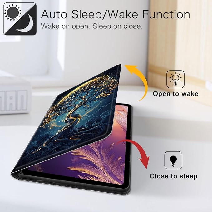 for iPad 11th Generation (A16 2025) 11 / iPad 10th Gen 10.9 2022 Case 360° Rotating PU Leather Stand Cover with Auto Sleep/Wake Shockproof TPU Backl Raccoon Perched
