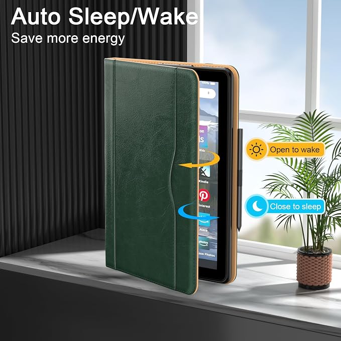 ZoneFoker for 10 Tablet Case (13th/11th Generation 2023/2021 Released) PU Leather Folio Cover with Multi-Angle Stand/Pen Holder Auto Wake/Sleep for 10/10 Plus Black+Black